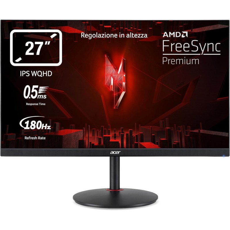 Acer Nitro XV271UM3bmiiprfx, Monitor Gaming PC 27", Display IPS WQHD, 180 Hz, 0,5 ms, FreeSync Premium, HDMI 2.0, DP 1.2, ZeroFrame, Speaker Integrati, Regolazione in altezza, Cavi DP, HDMI Inclusi - 27" Acer Nitro XV271UM3bmiiprfx, Monitor Gaming PC 27", Display IPS WQHD, 180 Hz, 0,5 ms, FreeSync Premium, HDMI 2.0, DP 1.2, ZeroFrame, Speaker Integrati, Regolazione in altezza, Cavi DP, HDMI Inclusi - 27"