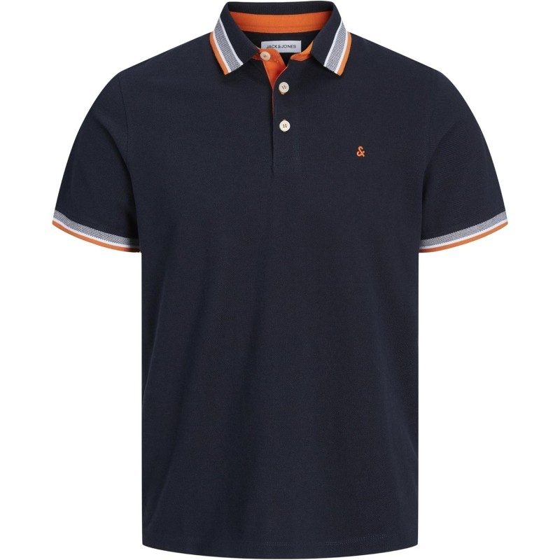 JACK & JONES Polo Plain Shirt Collar Polo - L Nero - Grigio - Arancione JACK & JONES Polo Plain Shirt Collar Polo - L Nero - Grigio - Arancione
