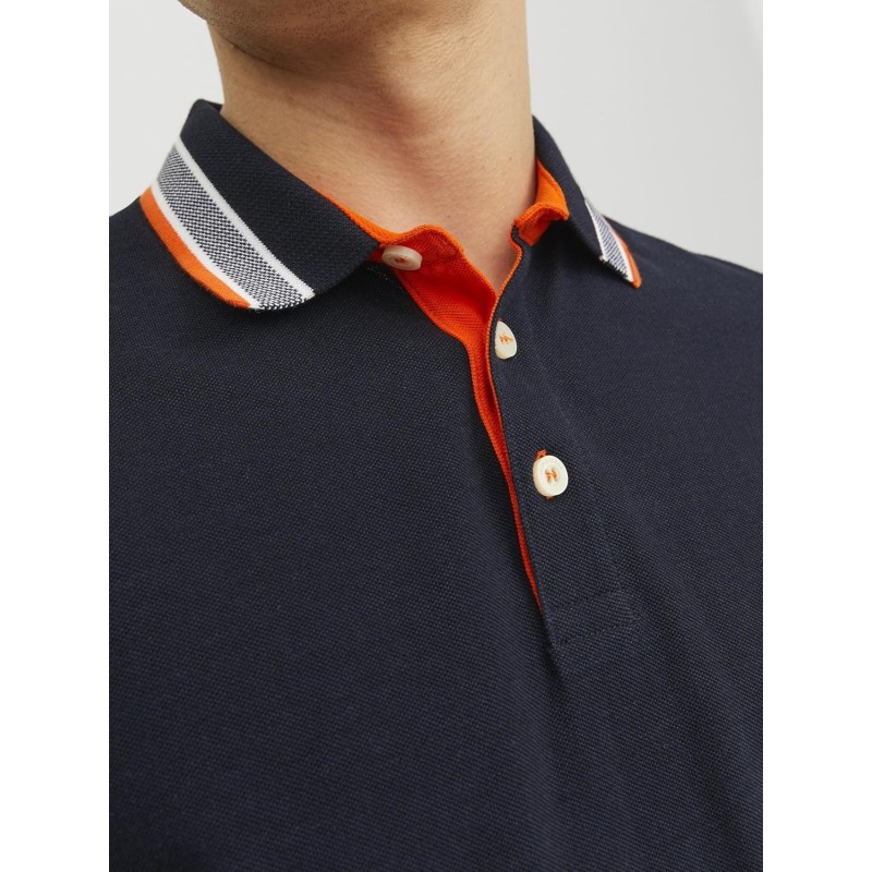 JACK & JONES Polo Plain Shirt Collar Polo - XS Blu (Black Navy Detail: Neon) JACK & JONES Polo Plain Shirt Collar Polo - XS Blu (Black Navy Detail: Neon)