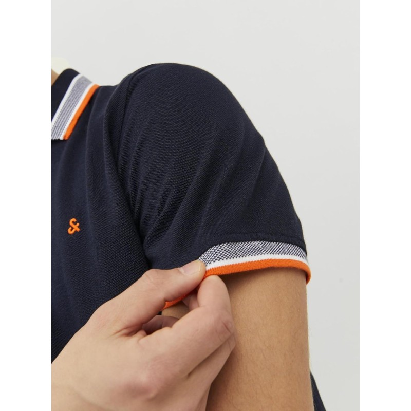 JACK & JONES Polo Plain Shirt Collar Polo - S Nero - Grigio - Arancione JACK & JONES Polo Plain Shirt Collar Polo - S Nero - Grigio - Arancione