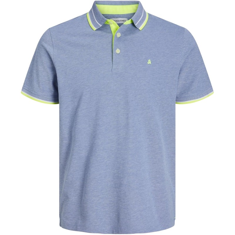 JACK & JONES Polo Plain Shirt Collar Polo - XS Blu (Bright Cobalt Detail:neon) JACK & JONES Polo Plain Shirt Collar Polo - XS Blu (Bright Cobalt Detail:neon)