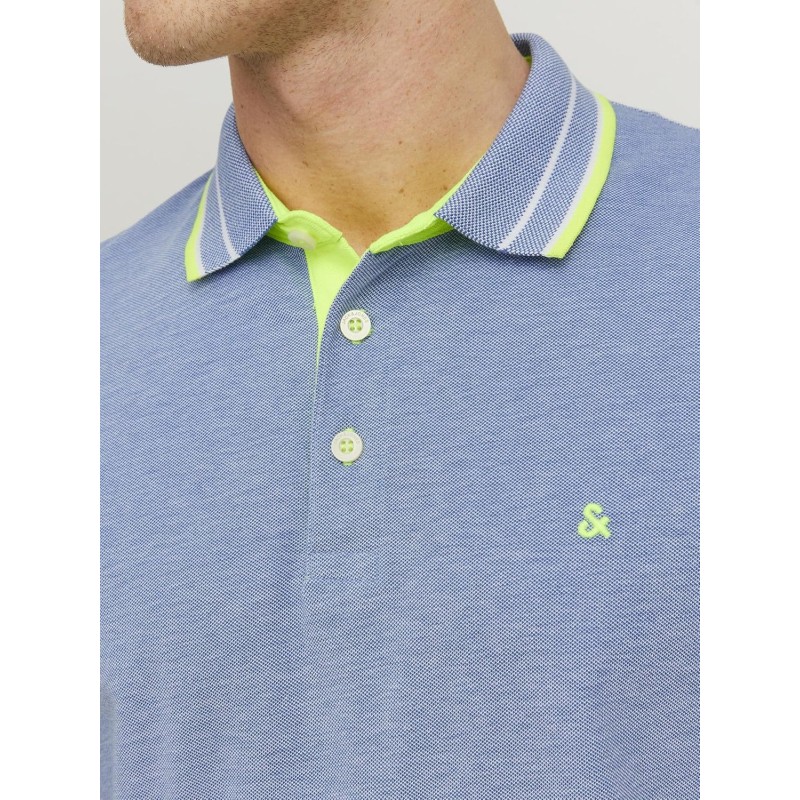 JACK & JONES Polo Plain Shirt Collar Polo - XS Blu (Bright Cobalt Detail:neon) JACK & JONES Polo Plain Shirt Collar Polo - XS Blu (Bright Cobalt Detail:neon)