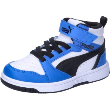 PUMA Rebound V6 Mid AC+ PS Scarpe da ginnasticaUnisex - Bambini e Ragazzi - 32 EU Puma White Puma Black Racing Blue