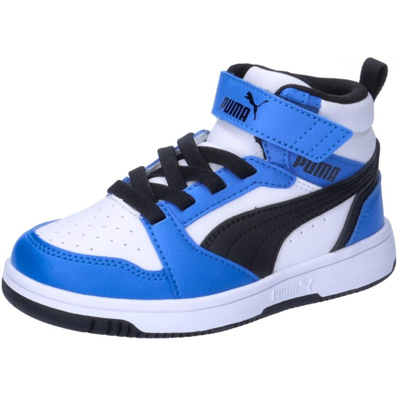 PUMA Rebound V6 Mid AC+ PS Scarpe da ginnasticaUnisex - Bambini e Ragazzi - 32 EU Puma White Puma Black Racing Blue