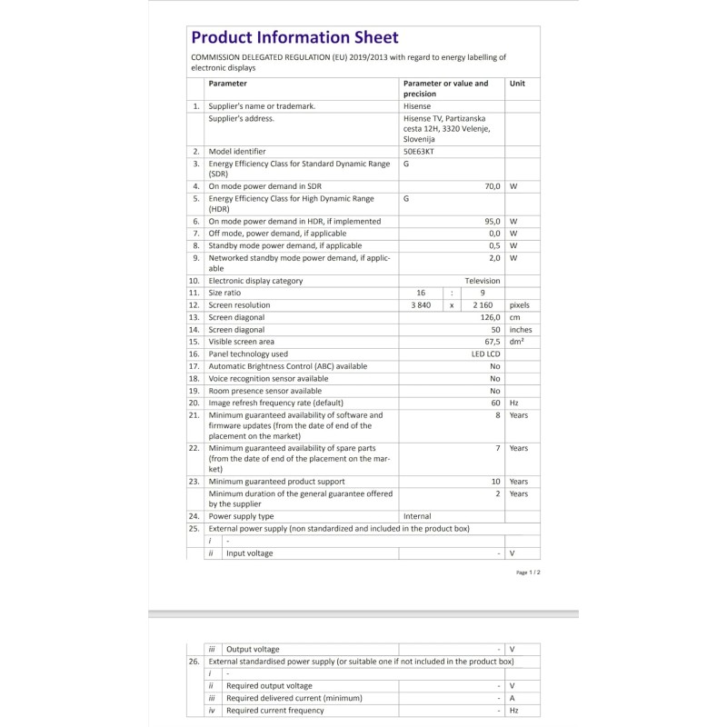 Hisense 50" UHD 4K 2023 50E63KT, Smart TV VIDAA U6, Dolby Vision, HDR 10+, Game Mode Plus, Alexa Built-in, Tuner DVB-T2/S2 HEVC 10, lativù 4K - 50 Pollici Hisense 50" UHD 4K 2023 50E63KT, Smart TV VIDAA U6, Dolby Vision, HDR 10+, Game Mode Plus, Alexa Built-in, Tuner DVB-T2/S2 HEVC 10, lativù 4K - 50 Pollici