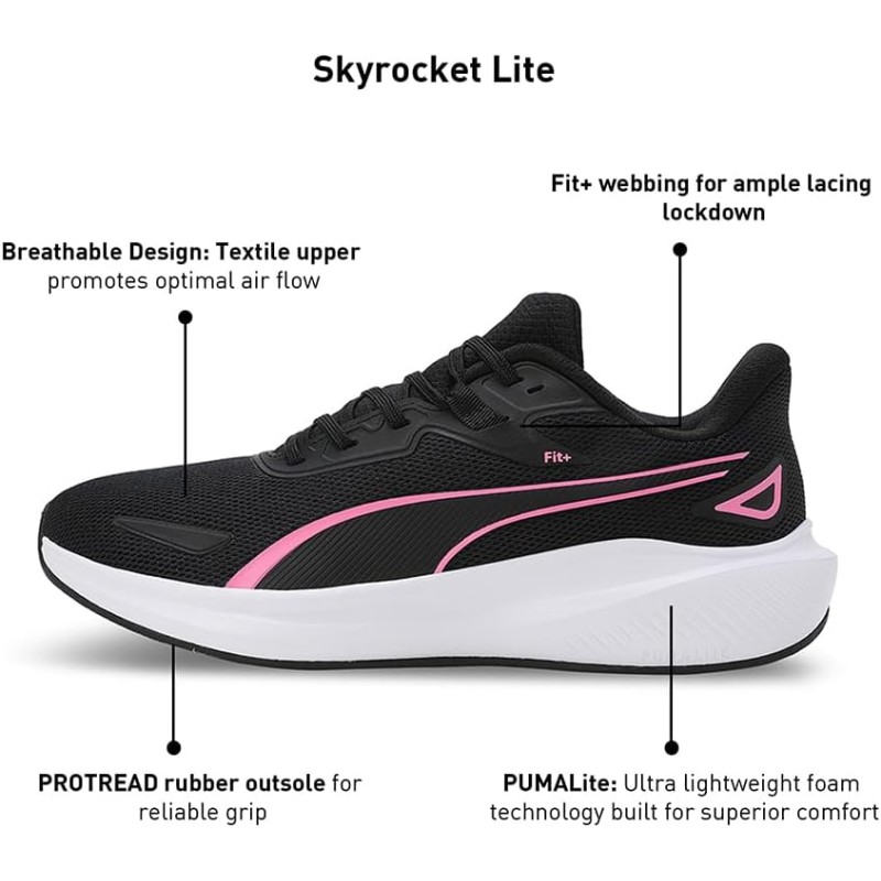PUMA Skyrocket Lite Unisex Adult Trainers - 42 EU Puma Black Fast Pink Puma White