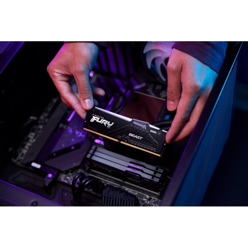 Kingston FURY Beast Nero RGB XMP 128GB 5200MT/s DDR5 CL40 DIMM Memoria Gaming per Computer Fissi Kit da 4 - KF552C40BBAK4-128 - 128GB Nero Kingston FURY Beast Nero RGB XMP 128GB 5200MT/s DDR5 CL40 DIMM Memoria Gaming per Computer Fissi Kit da 4 - KF552C40BBAK4-128 - 128GB Nero