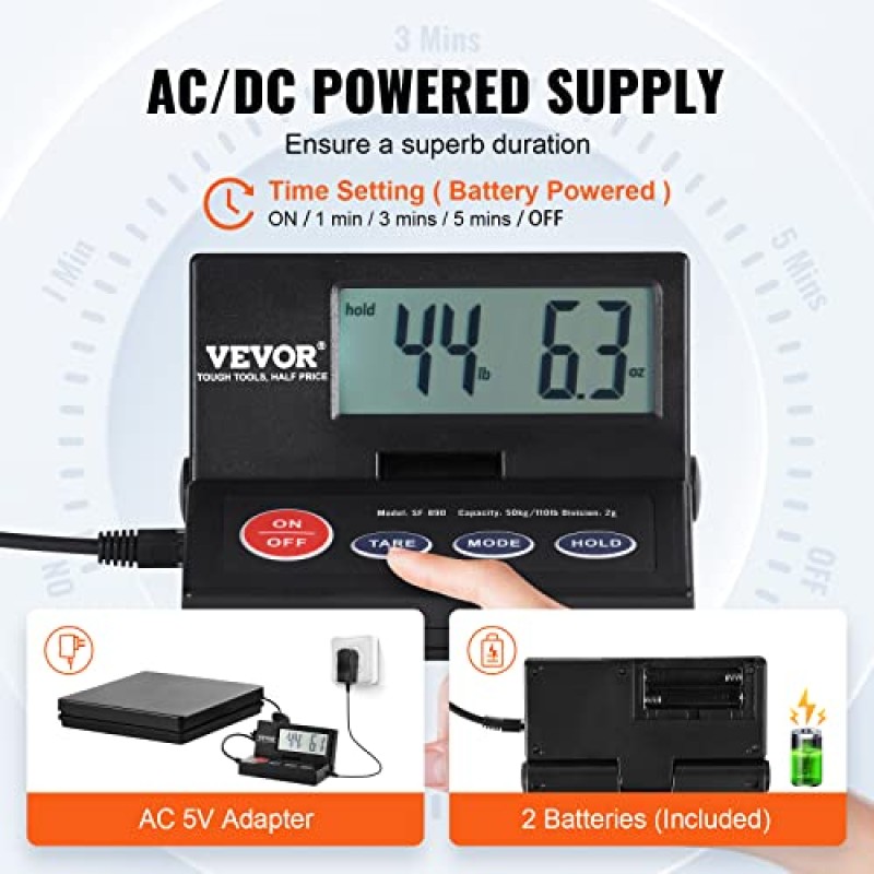 VEVOR Bilancia Digitale Pesa Pacchi di Spedizione Pacchi Postali Uso Commerciale in ABS Carico tra 10g-50kg per Corriere Fattoria, Bilancia per Pacchi 250 x 250 x 43 mm Schermo LCD Funzione Tara Hold - 50kg/2g VEVOR Bilancia Digitale Pesa Pacchi di Spedizione Pacchi Postali Uso Commerciale in ABS Carico tra 10g-50kg per Corriere Fattoria, Bilancia per Pacchi 250 x 250 x 43 mm Schermo LCD Funzione Tara Hold - 50kg/2g
