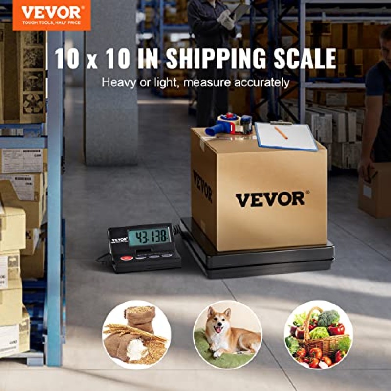 VEVOR Bilancia Digitale Pesa Pacchi di Spedizione Pacchi Postali Uso Commerciale in ABS Carico tra 10g-50kg per Corriere Fattoria, Bilancia per Pacchi 250 x 250 x 43 mm Schermo LCD Funzione Tara Hold - 50kg/2g VEVOR Bilancia Digitale Pesa Pacchi di Spedizione Pacchi Postali Uso Commerciale in ABS Carico tra 10g-50kg per Corriere Fattoria, Bilancia per Pacchi 250 x 250 x 43 mm Schermo LCD Funzione Tara Hold - 50kg/2g