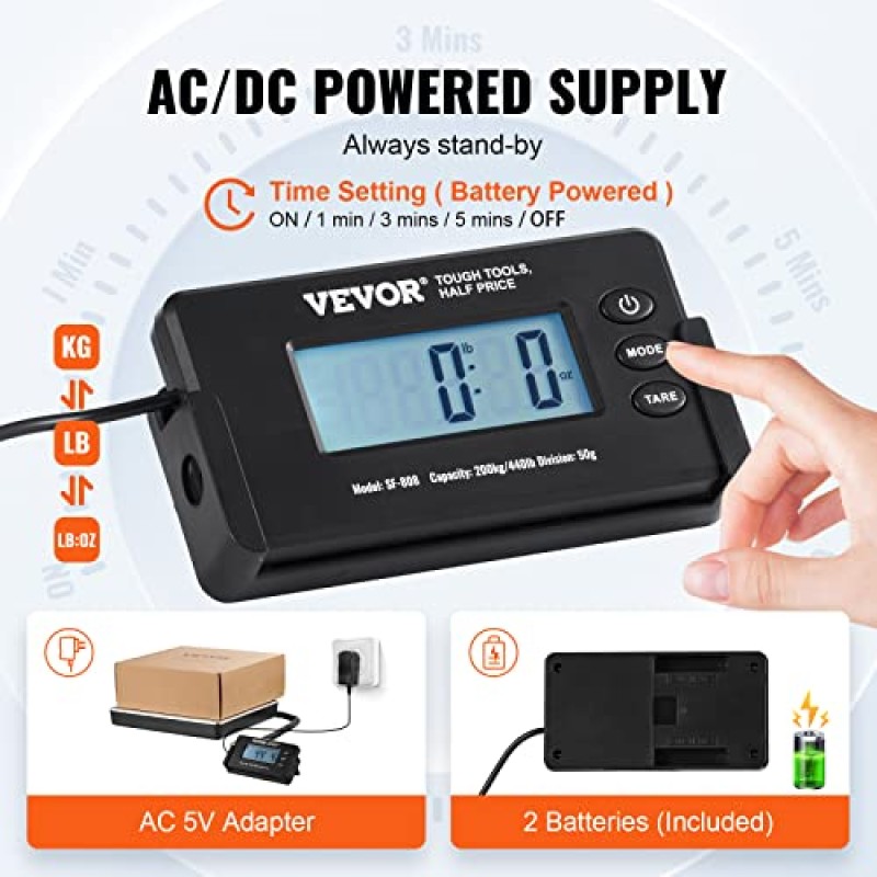 VEVOR Bilancia Digitale Pesa Pacchi di Spedizione Pacchi Postali Uso Commerciale in ABS Carico tra 150 g-200 kg per Corriere Fattoria, Bilancia per Pacchi 309 x 262 x 45 mm Schermo LCD Funzione Tara - 200kg/50g VEVOR Bilancia Digitale Pesa Pacchi di Spedizione Pacchi Postali Uso Commerciale in ABS Carico tra 150 g-200 kg per Corriere Fattoria, Bilancia per Pacchi 309 x 262 x 45 mm Schermo LCD Funzione Tara - 200kg/50g