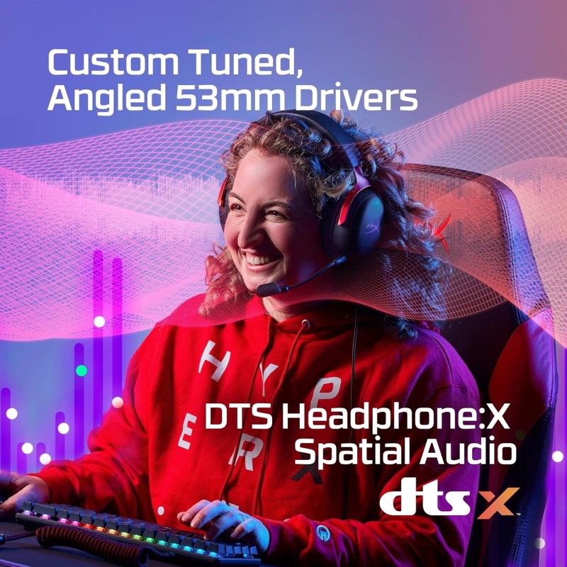 HyperX Cloud III, Cuffie da Gaming con Cavo USB-C, Controlli Audio Integrati, Telaio in Alluminio, Cuscinetti in Memory Foam Rivestiti in Similpelle, Adatto per PS4, Xbox e PC, Nero/Rosso - Rosso