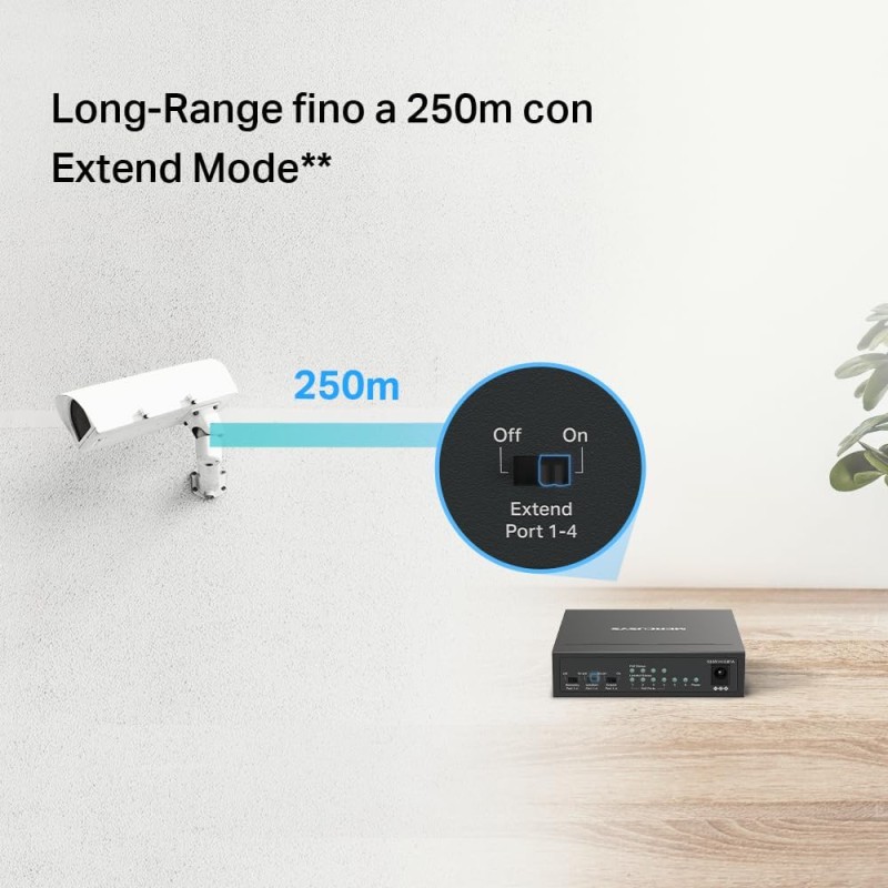 TP-Link Mercusys MS106LP PoE+ Switch 6 Porte con 4 PoE+, 30W per Porta PoE, 40W su Tutte le Porte, 802.3af/at, 2 Porte Uplink per Internet e NVR, Cassa in Metallo, Sdoppiatore Ethernet, Plug&Play