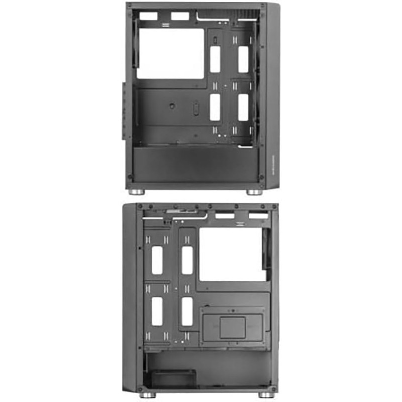 Mars Gaming MC-3000, Semitower Gaming ATX, Finestra Vetro Temperato, Parte Frontale Metal-Mesh, 4 Ventole 120 mm, Nero