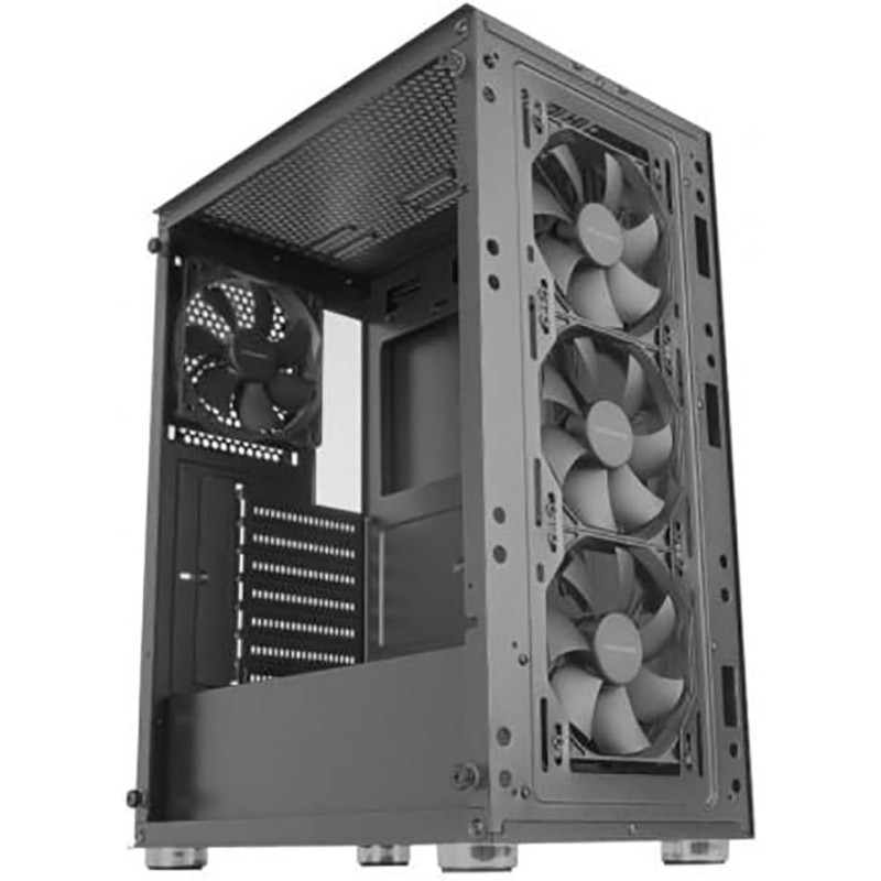 Mars Gaming MC-3000, Semitower Gaming ATX, Finestra Vetro Temperato, Parte Frontale Metal-Mesh, 4 Ventole 120 mm, Nero