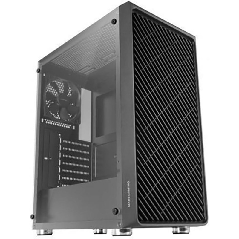Mars Gaming MC-3000, Semitower Gaming ATX, Finestra Vetro Temperato, Parte Frontale Metal-Mesh, 4 Ventole 120 mm, Nero