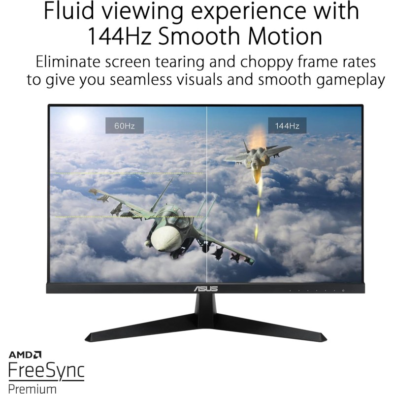 ASUS VY249HGE Eye Care Monitor Gaming 24” pollici FHD (1920 x 1080), IPS 144Hz, SmoothMotion, 1ms (MPRT), FreeSync Premium, Tecnologia Eye Care Plus, Filtro Luce Blu, Anti-sfarfallio, Nero - 24" Full HD IPS ASUS VY249HGE Eye Care Monitor Gaming 24” pollici FHD (1920 x 1080), IPS 144Hz, SmoothMotion, 1ms (MPRT), FreeSync Premium, Tecnologia Eye Care Plus, Filtro Luce Blu, Anti-sfarfallio, Nero - 24" Full HD IPS