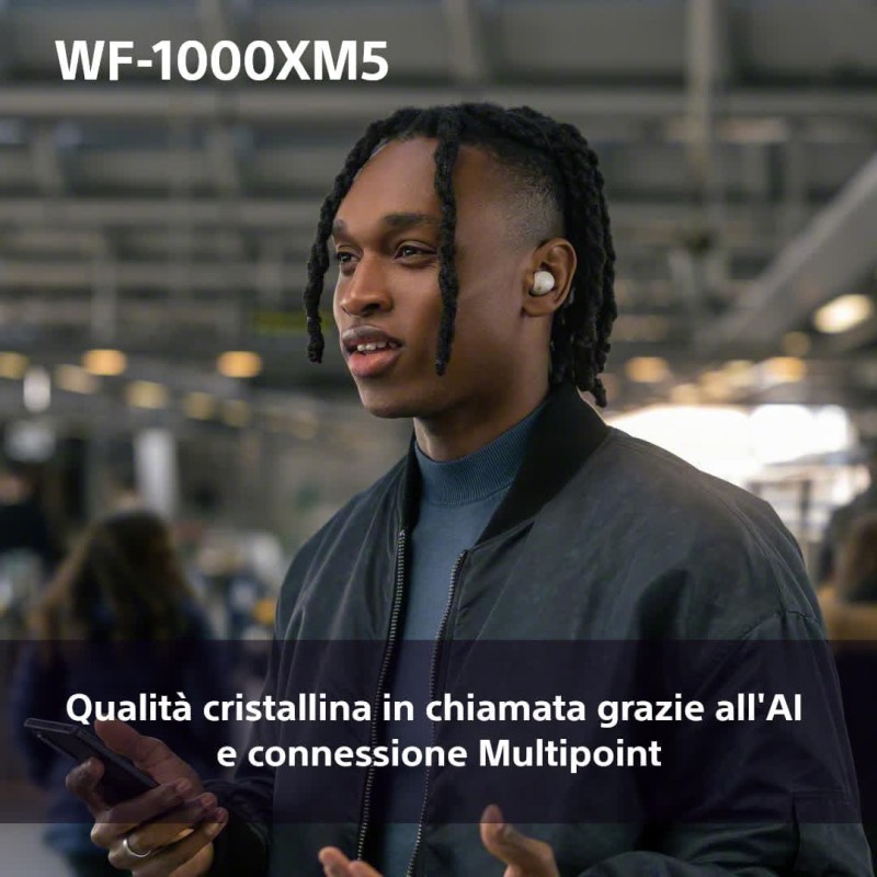 Sony WF-1000XM5 Cuffie Wireless con Noise Cancelling, Bluetooth, Cuffie In-Ear con Microfono, Fino a 24 ore di durata della batteria e Ricarica Rapida, IPX4, Funziona con iOS e Android -Nero - Nero