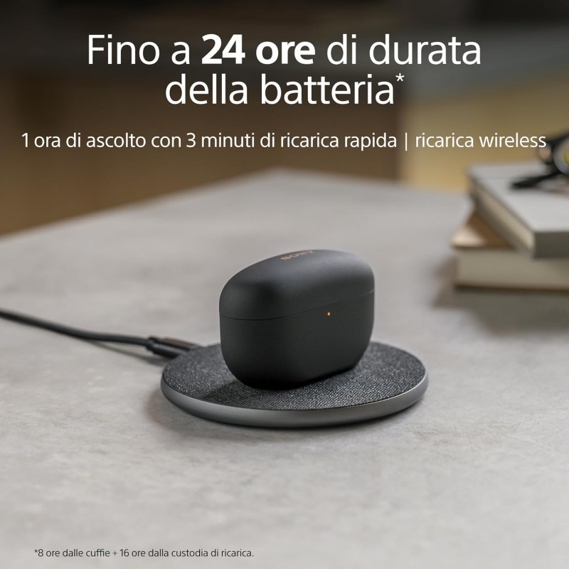 Sony WF-1000XM5 Cuffie Wireless con Noise Cancelling, Bluetooth, Cuffie In-Ear con Microfono, Fino a 24 ore di durata della batteria e Ricarica Rapida, IPX4, Funziona con iOS e Android -Nero - Nero