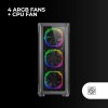Mars Gaming MC-NEO, Torre Gaming XXL E-ATX, Finestra Frontale e Laterale Vetro Temperato, 4 Ventole ARGB 120mm + Ventola 120mm, Sistema CPU Freezer, Nero