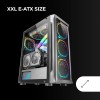 Mars Gaming MC-NEO, Torre Gaming XXL E-ATX, Finestra Frontale e Laterale Vetro Temperato, 4 Ventole ARGB 120mm + Ventola 120mm, Sistema CPU Freezer, Nero