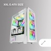 Mars Gaming MC-NEO, Torre Gaming XXL E-ATX, Finestra Frontale e Laterale Vetro Temperato, 4 Ventole ARGB 120mm + Ventola 120mm, Sistema CPU Freezer, Bianco