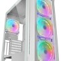 Mars Gaming MC-NEO, Torre Gaming XXL E-ATX, Finestra Frontale e Laterale Vetro Temperato, 4 Ventole ARGB 120mm + Ventola 120mm, Sistema CPU Freezer, Bianco