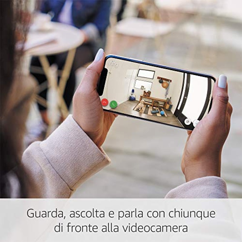 Ring videocamera esterna a batteria (Stick Up Cam) | Telecamera di sorveglianza wifi senza fili per esterno con 1080p HD video, audio bidirezionale, fai-da-te | Ring Home: 30 gg. prova gratuita - Bianco