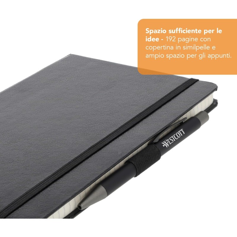 Westcott Taccuino DIN A5 quadrato | 192 pagine in elegante copertina rigida | carta FSC-mix sostenibile da 80 g/m² | con tasca interna, segnalibro e portapenne | E-744836 00 - A5 Westcott Taccuino DIN A5 quadrato | 192 pagine in elegante copertina rigida | carta FSC-mix sostenibile da 80 g/m² | con tasca interna, segnalibro e portapenne | E-744836 00 - A5