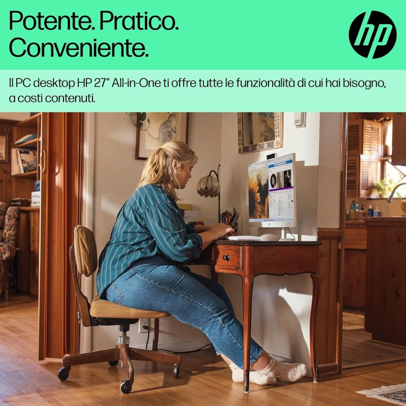 HP 27-cr0001sl All-in-One, AMD Ryzen 5 7520U, 8GB RAM LPDDR5, 512GB SSD NVMe, AMD Radeon Integrata, Display da 27" FHD IPS, Wi-Fi, Audio Integrato da 2W, Windows 11, Non è Touch, Bianco - 27" HP 27-cr0001sl All-in-One, AMD Ryzen 5 7520U, 8GB RAM LPDDR5, 512GB SSD NVMe, AMD Radeon Integrata, Display da 27" FHD IPS, Wi-Fi, Audio Integrato da 2W, Windows 11, Non è Touch, Bianco - 27"