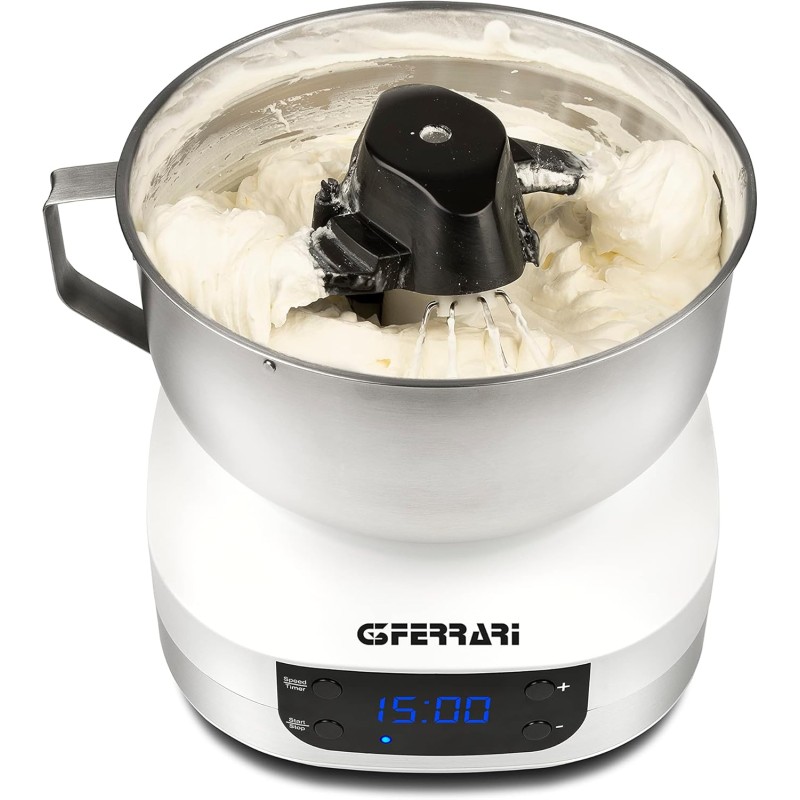 G3 Ferrari G20145 Impastatrice Planetaria Pastaio Gourmet, 1500 Watt, 5 Litri, Ciotola Inox con maniglia, Display digitale, 5 velocità, Timer, Ricettario incluso - Bianco/Inox G3 Ferrari G20145 Impastatrice Planetaria Pastaio Gourmet, 1500 Watt, 5 Litri, Ciotola Inox con maniglia, Display digitale, 5 velocità, Timer, Ricettario incluso - Bianco/Inox