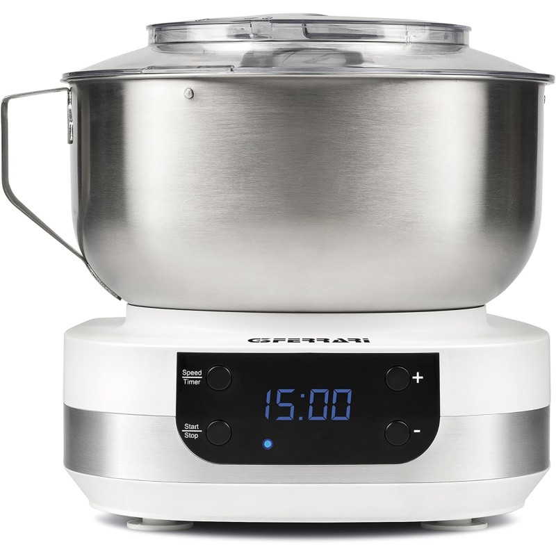 G3 Ferrari G20145 Impastatrice Planetaria Pastaio Gourmet, 1500 Watt, 5 Litri, Ciotola Inox con maniglia, Display digitale, 5 velocità, Timer, Ricettario incluso - Bianco/Inox G3 Ferrari G20145 Impastatrice Planetaria Pastaio Gourmet, 1500 Watt, 5 Litri, Ciotola Inox con maniglia, Display digitale, 5 velocità, Timer, Ricettario incluso - Bianco/Inox