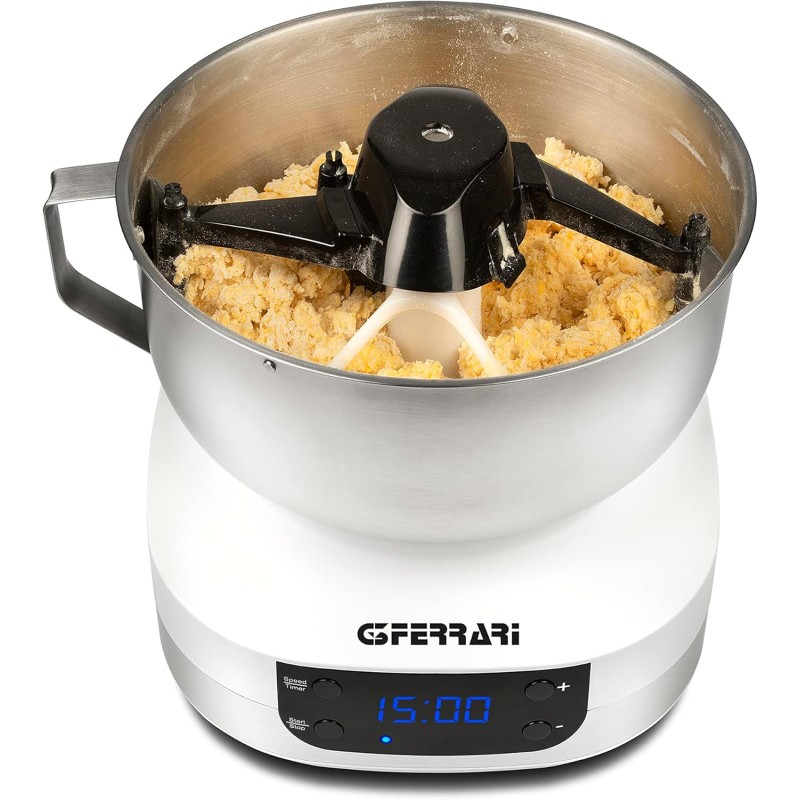 G3 Ferrari G20145 Impastatrice Planetaria Pastaio Gourmet, 1500 Watt, 5 Litri, Ciotola Inox con maniglia, Display digitale, 5 velocità, Timer, Ricettario incluso - Bianco/Inox G3 Ferrari G20145 Impastatrice Planetaria Pastaio Gourmet, 1500 Watt, 5 Litri, Ciotola Inox con maniglia, Display digitale, 5 velocità, Timer, Ricettario incluso - Bianco/Inox