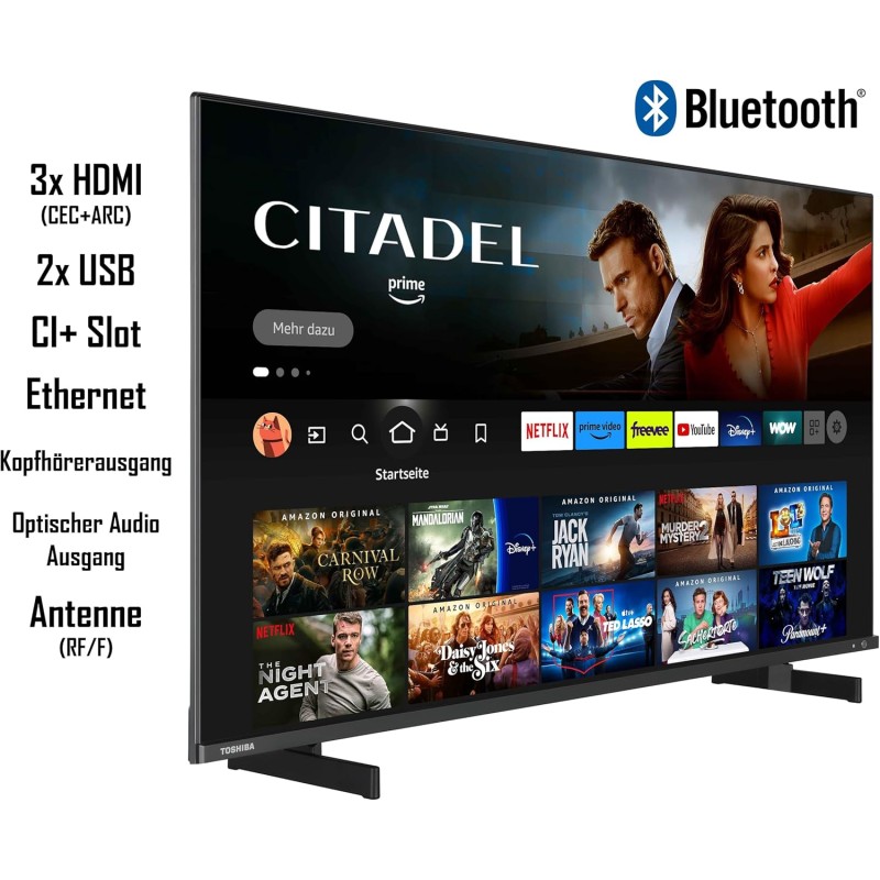 Toshiba 55QF5D63DA QLED 4K Smart Fire TV, TRU Picture, Ultra HD, HDR10, Disney+, Prime, Netflix, Dolby Vision, Dolby Atmos, Sound by Onkyo, Alexa, HDMI 2.1, Bluetooth, Airplay - 55'' Toshiba 55QF5D63DA QLED 4K Smart Fire TV, TRU Picture, Ultra HD, HDR10, Disney+, Prime, Netflix, Dolby Vision, Dolby Atmos, Sound by Onkyo, Alexa, HDMI 2.1, Bluetooth, Airplay - 55''