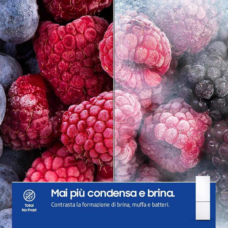 Samsung EcoFlex RB33B610EWW/EF Frigorifero Combinato, Tecnologia SpaceMax, Total No Frost, All Around Cooling, Motore Digital Inverter Garantito 20 Anni, 344 L, LxAxP: 59,5 x 185,3 x 65,8 cm, Bianco - Bianco