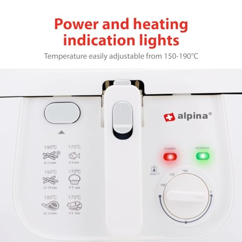 alpina Friggitrice – Friggitrice – 1800 Watt – 2,5 litri – fino a 190º – alpina Friggitrice – Friggitrice – 1800 Watt – 2,5 litri – fino a 190º –
