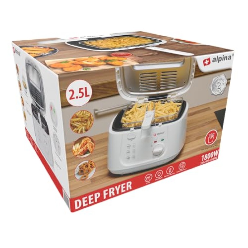alpina Friggitrice – Friggitrice – 1800 Watt – 2,5 litri – fino a 190º – alpina Friggitrice – Friggitrice – 1800 Watt – 2,5 litri – fino a 190º –