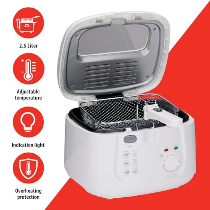 alpina Friggitrice – Friggitrice – 1800 Watt – 2,5 litri – fino a 190º – alpina Friggitrice – Friggitrice – 1800 Watt – 2,5 litri – fino a 190º –