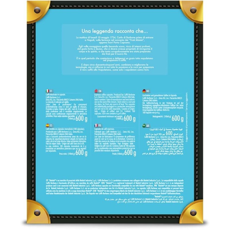 Caffè Borbone Compatible Bialetti* Miscela Light, 50% di caffeina in meno della Miscela Blu - 100 Capsule - Compatibili con Macchine a marchio Bialetti* - Miscela Light Caffè Borbone Compatible Bialetti* Miscela Light, 50% di caffeina in meno della Miscela Blu - 100 Capsule - Compatibili con Macchine a marchio Bialetti* - Miscela Light