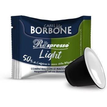 Caffè Borbone Respresso Miscela Light, 50% di caffeina in meno della Miscela Blu - 100 Capsule - Compatibili con le Macchine ad uso domestico Nespresso* - Miscela Light