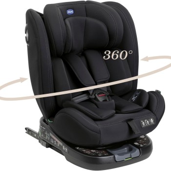 Chicco Unico Evo I-Size, Seggiolino Auto 0-36 Kg, omologato ECE R129/03, Isofix Girevole A 360° E Reclinabile, Gruppo 0+/1/2/3 Da 0 A 12 Anni - Nero