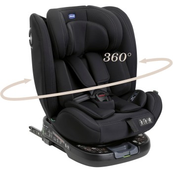 Chicco Unico Evo I-Size, Seggiolino Auto 0-36 Kg, omologato ECE R129/03, Isofix Girevole A 360° E Reclinabile, Gruppo 0+/1/2/3 Da 0 A 12 Anni - Nero