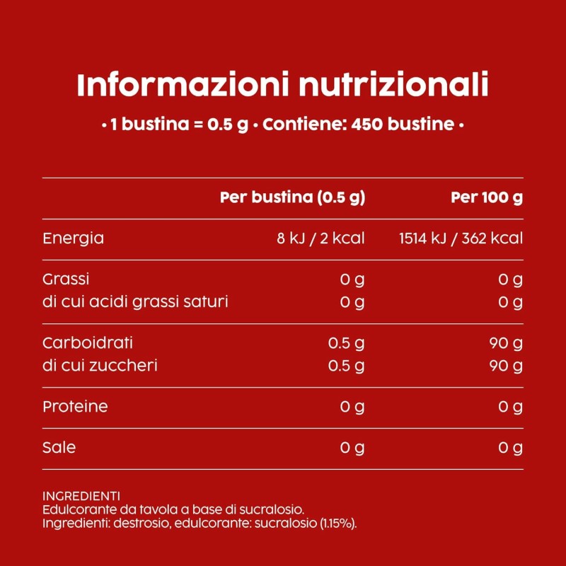 Misura Dolcificante in Bustine, Dolcificante Senza Glutine, Senza Aspartame, 2 Calorie Per Bustina, Pratica Confezione per Bar, Ristoranti e Uffici, 450 Bustine Misura Dolcificante in Bustine, Dolcificante Senza Glutine, Senza Aspartame, 2 Calorie Per Bustina, Pratica Confezione per Bar, Ristoranti e Uffici, 450 Bustine