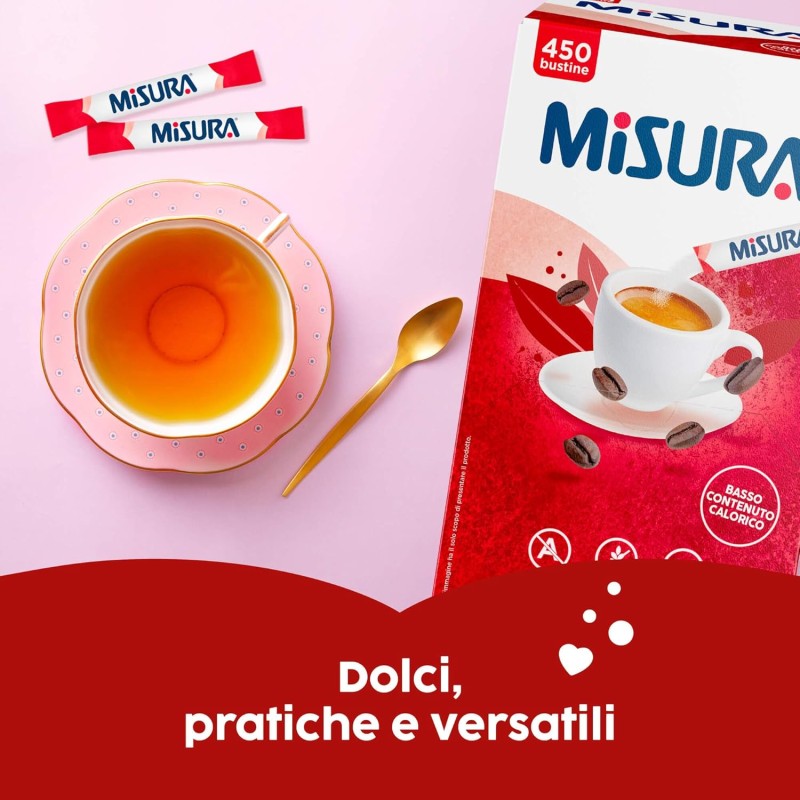 Misura Dolcificante in Bustine, Dolcificante Senza Glutine, Senza Aspartame, 2 Calorie Per Bustina, Pratica Confezione per Bar, Ristoranti e Uffici, 450 Bustine Misura Dolcificante in Bustine, Dolcificante Senza Glutine, Senza Aspartame, 2 Calorie Per Bustina, Pratica Confezione per Bar, Ristoranti e Uffici, 450 Bustine