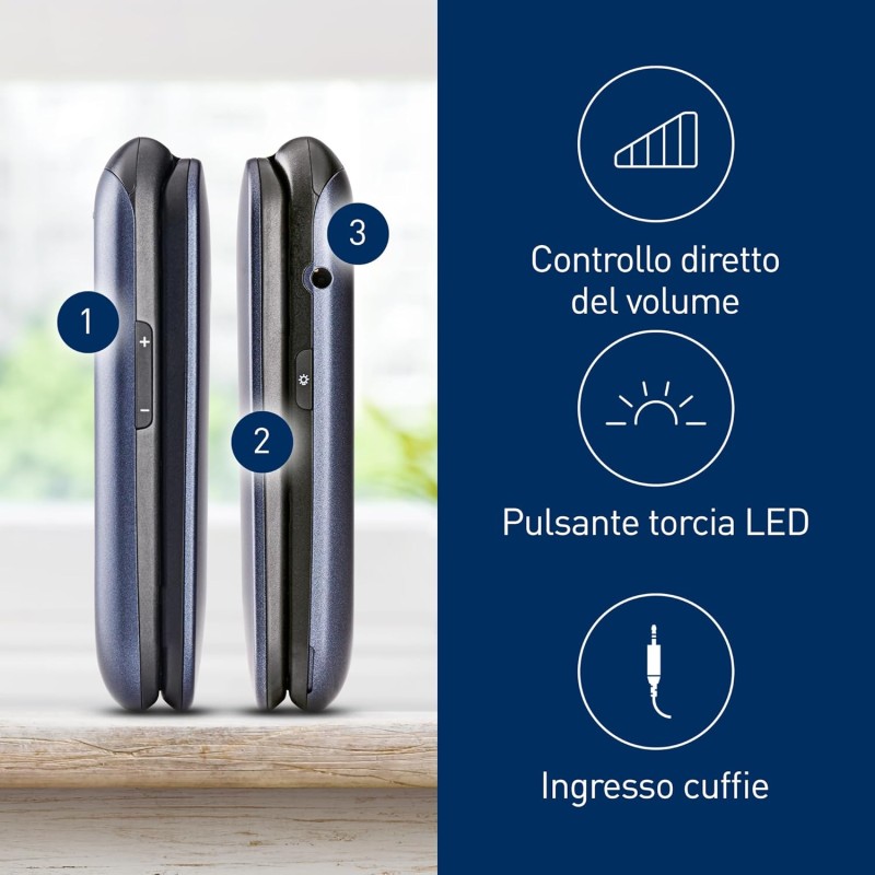 Panasonic KX-TU550EXC Telefono 4G Cellulare Essenziale per Anziani a Conchiglia, Fotocamera da 1.2MP, Telefono per Anziani con Schermo Grande da 2.8", 300 Ore di Standby, Blu - Blue Panasonic KX-TU550EXC Telefono 4G Cellulare Essenziale per Anziani a Conchiglia, Fotocamera da 1.2MP, Telefono per Anziani con Schermo Grande da 2.8", 300 Ore di Standby, Blu - Blue