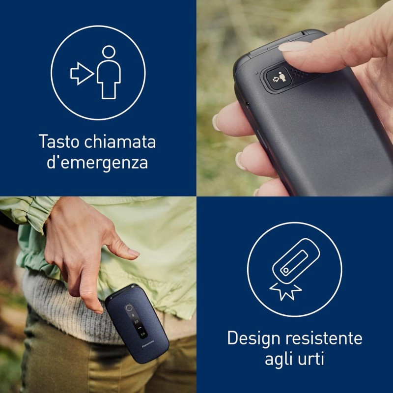 Panasonic KX-TU550EXC Telefono 4G Cellulare Essenziale per Anziani a Conchiglia, Fotocamera da 1.2MP, Telefono per Anziani con Schermo Grande da 2.8", 300 Ore di Standby, Blu - Blue Panasonic KX-TU550EXC Telefono 4G Cellulare Essenziale per Anziani a Conchiglia, Fotocamera da 1.2MP, Telefono per Anziani con Schermo Grande da 2.8", 300 Ore di Standby, Blu - Blue
