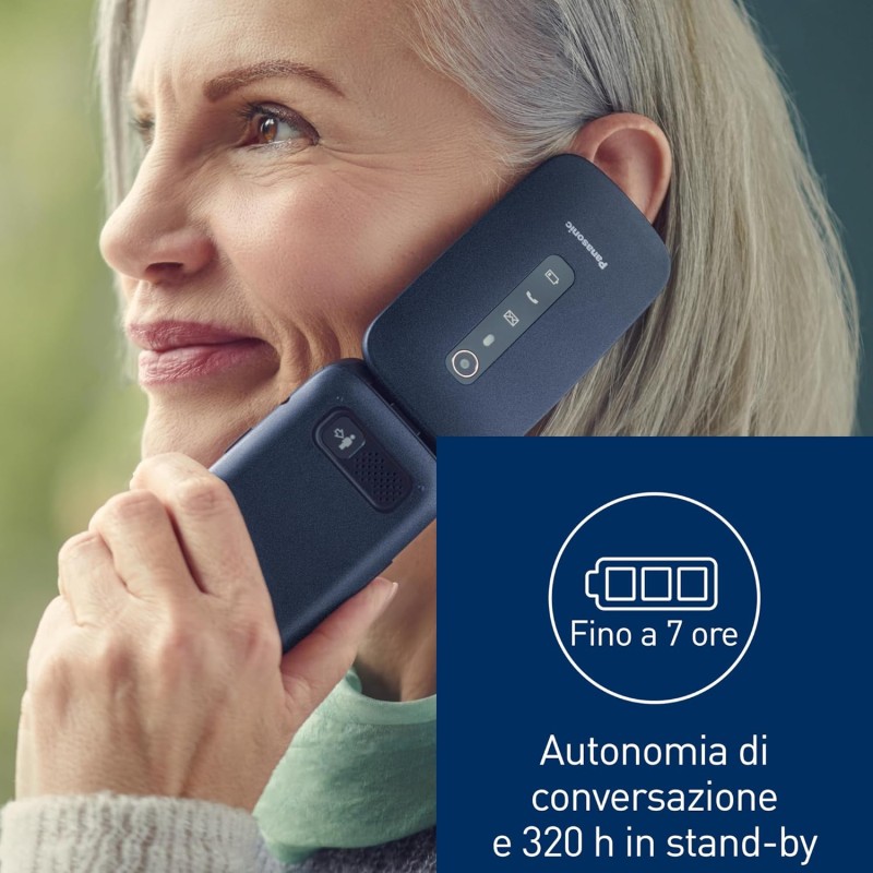 Panasonic KX-TU550EXC Telefono 4G Cellulare Essenziale per Anziani a Conchiglia, Fotocamera da 1.2MP, Telefono per Anziani con Schermo Grande da 2.8", 300 Ore di Standby, Blu - Blue Panasonic KX-TU550EXC Telefono 4G Cellulare Essenziale per Anziani a Conchiglia, Fotocamera da 1.2MP, Telefono per Anziani con Schermo Grande da 2.8", 300 Ore di Standby, Blu - Blue
