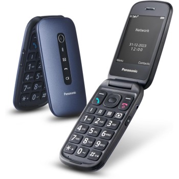 Panasonic KX-TU550EXC Telefono 4G Cellulare Essenziale per Anziani a Conchiglia, Fotocamera da 1.2MP, Telefono per Anziani con Schermo Grande da 2.8", 300 Ore di Standby, Blu - Blue
