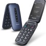 Panasonic KX-TU550EXC Telefono 4G Cellulare Essenziale per Anziani a Conchiglia, Fotocamera da 1.2MP, Telefono per Anziani con Schermo Grande da 2.8", 300 Ore di Standby, Blu - Blue