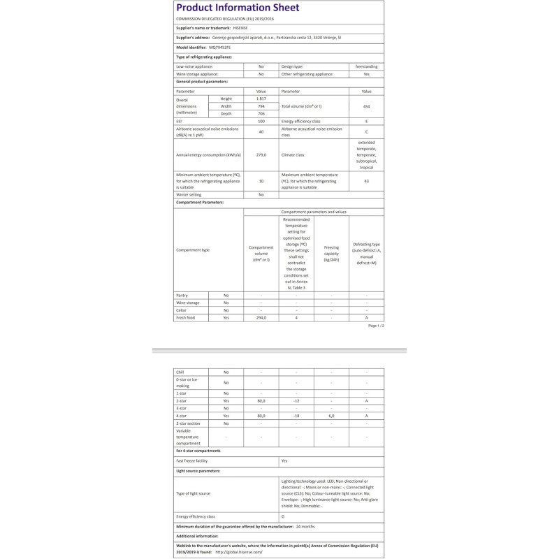 Hisense MQ79452FE Frigorifero Americano Quattro Porte, Total No Frost, Grande capacità 454 Litri, Nero, Illuminazione Sof LED, Dimensioni cm 70,6 P x 79,4 L x 181,7 H - 454 litri Black Inox
