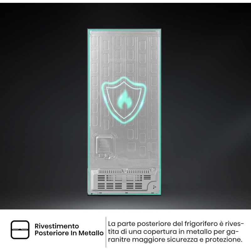 Hisense MQ79452FE Frigorifero Americano Quattro Porte, Total No Frost, Grande capacità 454 Litri, Nero, Illuminazione Sof LED, Dimensioni cm 70,6 P x 79,4 L x 181,7 H - 454 litri Black Inox